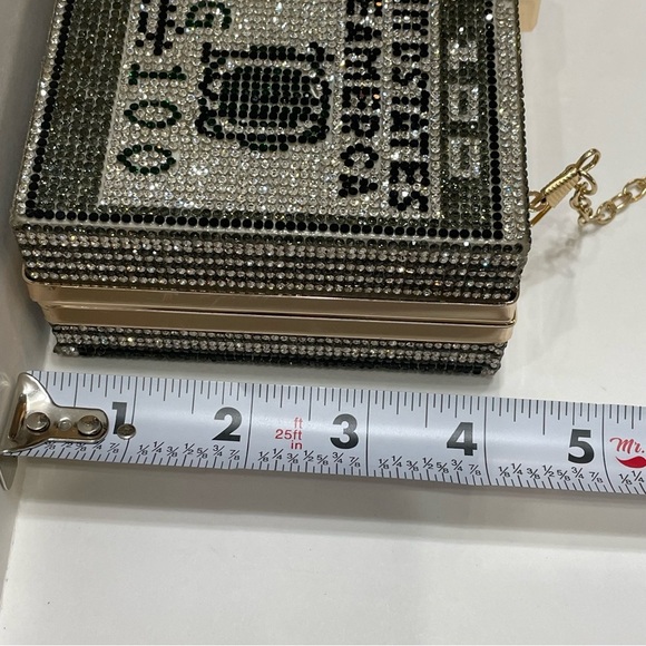 Crystal Money Clutch Bag with shoulder strap. NWT. Rhinestone. Calessa. - Picture 12 of 12